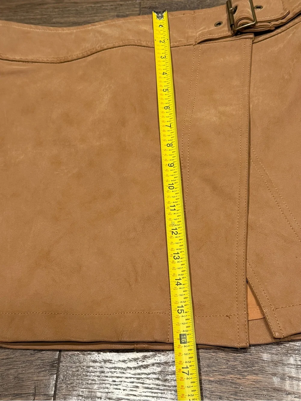 Free People Caramel/Tan Colored Faux Suede Wrap Skirt with Buckle